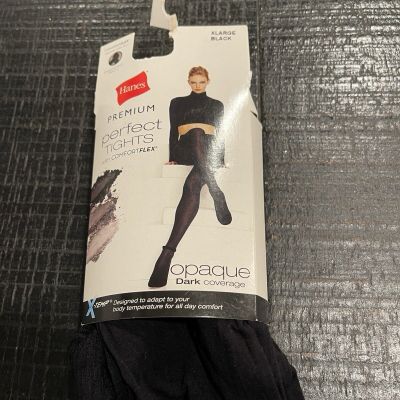 New Hanes Premium Perfect Tights with ComfortFlex Coverage 65 Denier Black Sz XL